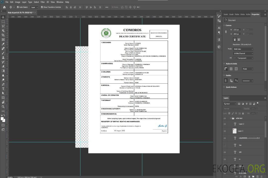 Modèle Word et PDF de certificat de décès de l'état civil des Comores template Modèle Word et PDF de certificat de décès de l'état civil des Comores template